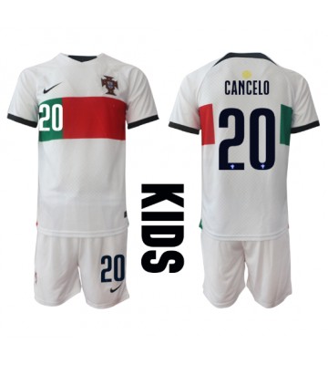 Portugalia Joao Cancelo #20 Koszulka Wyjazdowych Dziecięca MŚ 2022 Krótki Rękaw (+ Krótkie spodenki)